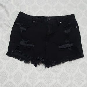 High-Rise Destructed Jean Shorts - Black/NWOT
